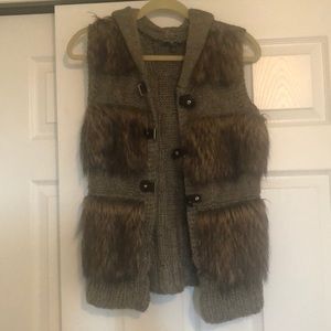 Faux fur sweater vest